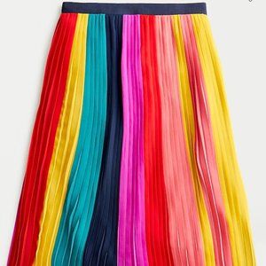 J. Crew Sunburst pleated midi skirt in rainbow colorblock (Size 6)
